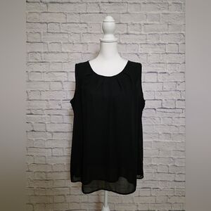 Chic Black Sleeveless Chiffon  Blouse